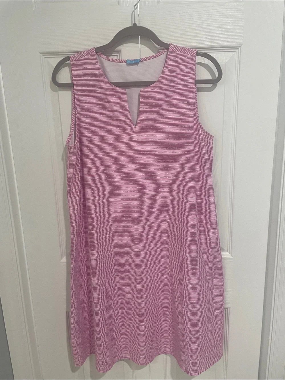 J. McLaughlin Pink and White Sleeveless Shift Dress - Picture 1 of 5
